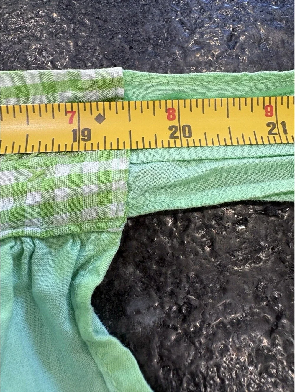Vintage 1950s Green Gingham Half Apron Embroidered Chicken Scratch Cross Stitch